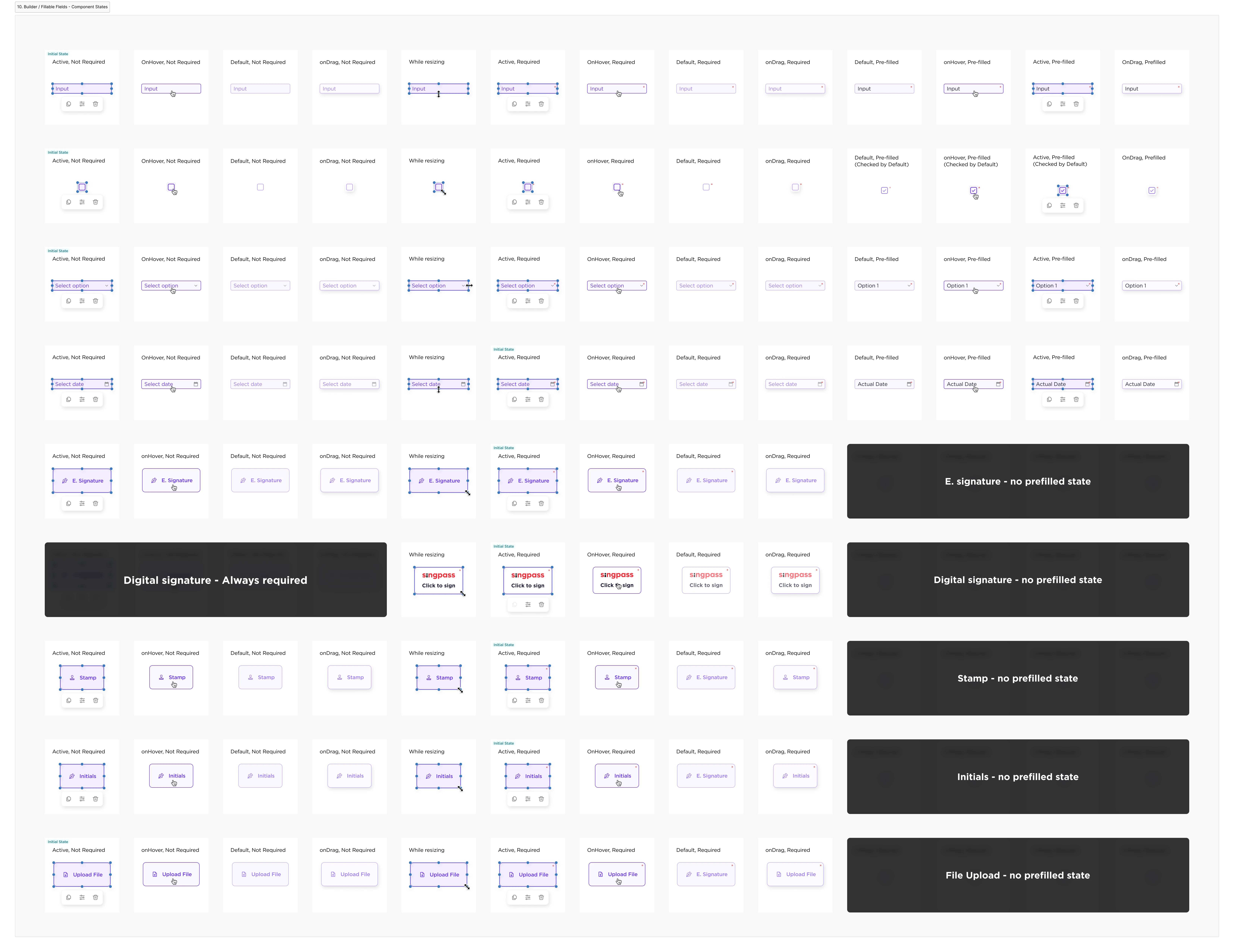 Form Builder interaction states